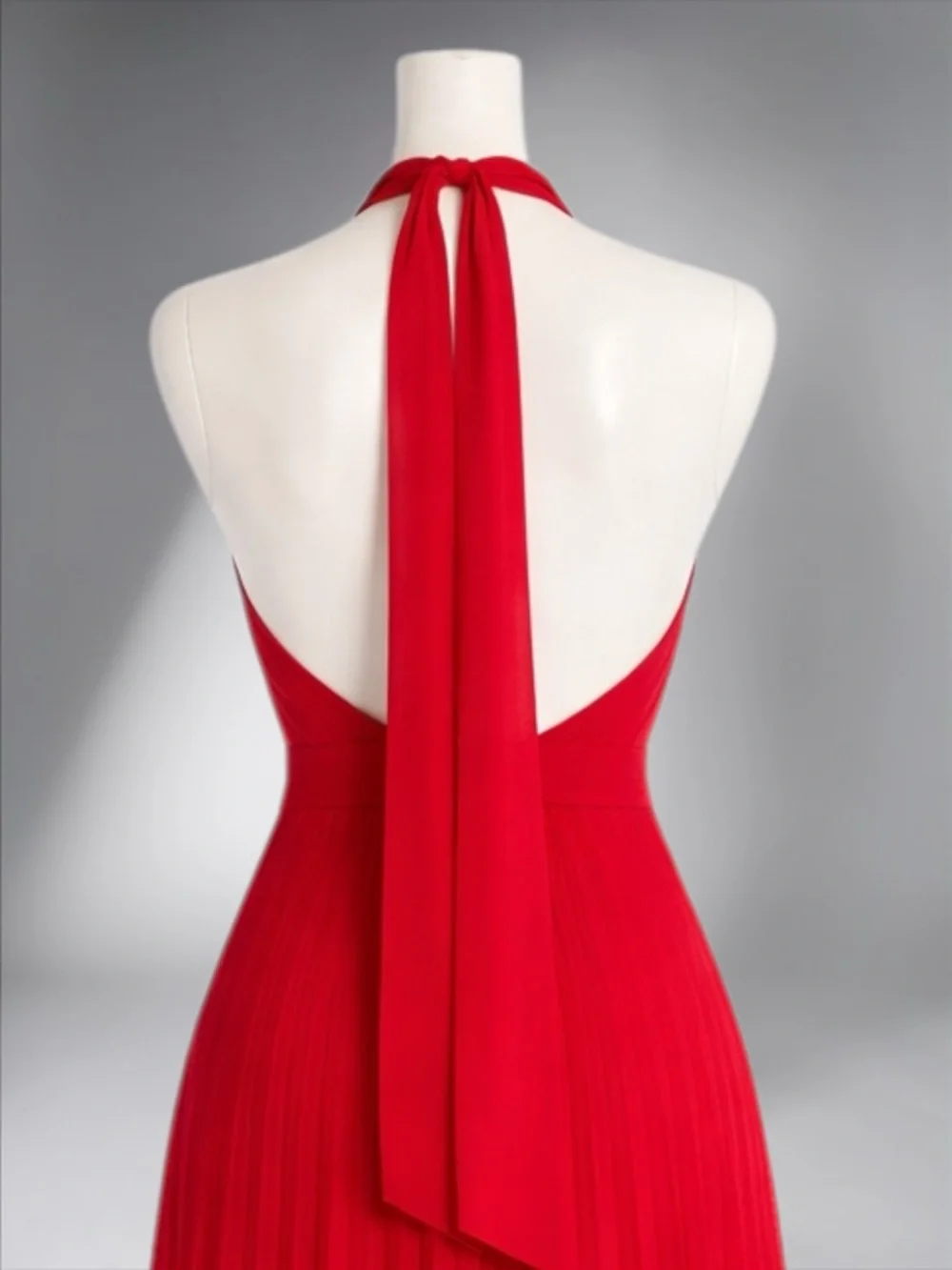 Zara Red Halter Maxi Dress with Keyhole Detail - Picture 10 of 11